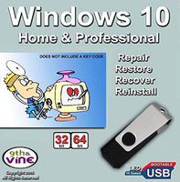 9th & Vine USB Flash Drive Compatible With Windows 10 Home & Professional 32/64 bit. Install To Factory Fresh, Recover, Repair and Restore Boot Disc. Fix PC or Laptop.
