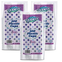 300 Count 7 oz Disposable Clear Plastic Drinking Cups, Stackable, Great For Home, Office, Parties, Events, Wedding reception, Or Everyday Use, 3 Packs By Goblets