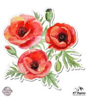 GT Graphics Poppies Watercolor - 5" Vinyl Sticker - for Car Laptop I-Pad - Waterproof Decal