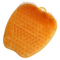 Shower Foot Cleaner Scrubber Massager with Non-Slip Suction Cups and Firm Bristles Design, to Increase Circulation, Exfoliation (Clear Orange, 10.3 x 9.5 Inches)