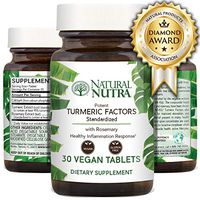 Natural Nutra Turmeric Curcumin with 95% Curcuminoids Extract, Max Potency Anti-Inflammatory Supplement with Rosemary for Brain Health, Calcium for Optimal Absorption, 350 mg, 30 Vegan Tablets