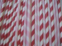 VALENTINE'S Color Themed RED and PINK Vintage Paper Drinking Straws - 50 Ct. - Twilight Parties