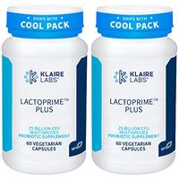 Klaire Labs Lactoprime Plus Probiotic - 25 Billion High CFU for Carb-Sensitive Men & Women, 7 Lactobacillus and 5 Bifidobacterium Blend, FODMAP Compliant & Dairy-Free (60 Capsules, 2 Pack)
