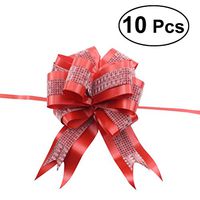 ULTNICE Bow Ribbon Gift Present Wrapping Tie Ribbon Bow for Wedding Birthday 10pcs (Red)