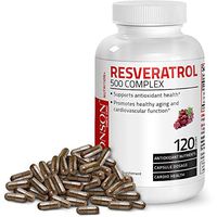 Resveratrol 500 Complex Red Wine Extract Natural Antioxidant Supplement for Cardiovascular & Immune System Health, 120 Capsules