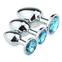 APMIXI 3PCS Stainless Steel Round Ànâles Trainer Kit-Jewelry Bûtt Pl'ugs Beads Massage Toys Jeweled Back Massage Toys-Light Blue