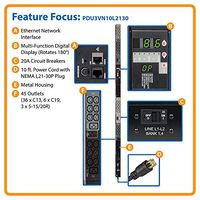 Tripp Lite PDU3VN10L2130 PDU 3-Phase Monitored 208V 8.6kW L21-30P 30 C13; 6 C19 0URM
