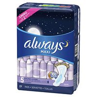 ALWAYS Maxi Size 5 Extra Heavy Overnight Pads With Wings Unscented, 27 Count