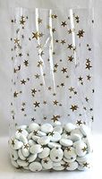 Gold Stars Cello Bags 4" x 2 1/2" x 9 1/2" - Pack of 25