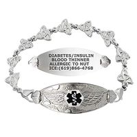 Divoti Custom Engraved Medical Alert Bracelets for Women, Stainless Steel Medical Bracelet, Medical ID Bracelet w/Free Engraving – Angel Wing Tag w/Trinity Knot -Black-6.5"