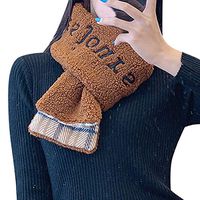 Theoylos Women's Fleece Scarf Winter Warm Neck Scarf Ladies Faux Fur Thicker Scarves Letter Printing Scarf Green