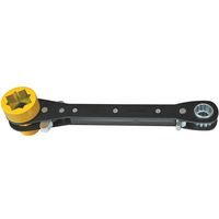 Klein Tools KT155HD Heavy-Duty 5-In-1 Lineman's Ratcheting Wrench with Bolt Through Design and Bright Yellow Socket