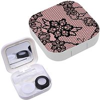 Portable Contact Lens Case Box Travel Kit Mirror + Bottle + Tweezers Container Holder [ Old Lacy Ornamental ]