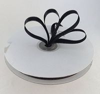 Ben Collection 1/4" X 50 Yards Double Face Satin Ribbon with Metallic Silver Edge (Black)