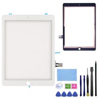 FeiyueTech White iPad 6th Gen 2018 (A1893 A1954) Touch Screen Digitizer Replacement Front Glass Assembly -Includes Camera Holder+PreInstalled Adhesive + Tools kit (Without Home Button).