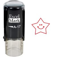 Round Teacher Stamp - Happy Star - RED Ink (Stamp Only)
