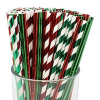 Just Artifacts Premium Biodegradable 100pcs Christmas Decorative Paper Straws (Color: Assorted #42)