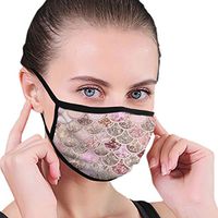 YOFFYO Dustproof Adjustable Elastic Band Face Covers for Boys Girls Adults, Pink Mermaid Fish Scales Polyester Half Face Mouth Cover for Pollen Smog, Cycling - Anti Pollution