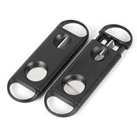2pcs Black Stainless Steel Dual Blade V-Cut and Regular Circle Cigar Cutter