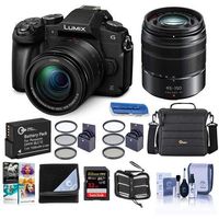 Panasonic Lumix DMC-G85 Mirrorless Camera with 12-60mm f/3.5-5.6 Lumix G Power OIS Lens, Lumix G Vario 45-150mm f/4.0-5.6 ASPH Lens Black - Bundle with Camera Bag, 32GB SDHC Card, Spare Battery. More