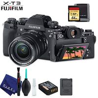 FUJIFILM X-T3 Mirrorless Digital Camera with 18-55mm Lens (Black) + Memory Card Kit + Cleaning Kit