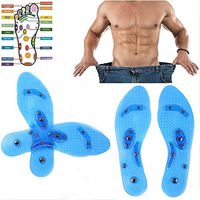 2 Pairs Massaging Insoles, for Women and Men Weight Loss Adjustable Silicone Magnetic Massage Foot Therapy Reflexology Pain Relief Shoe Insoles Washable and Cutable Blue