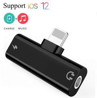 Headphones Adapter for iPhone 11 Earphone 3.5mm Jack AUX Cable Charging&Audio Adaptor Splitter for iPhone 7/8Plus/X/XR/XS Max Music&Charge Headset Jack Convertor Support All iOS - Black