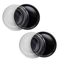 Party Essentials Hard Plastic Tray With Clear Dome Lids, 16", Black