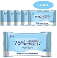 60 Pieces 75Percentage Alcohol Wet Wipes, Cleaning Wet Wipes, Suitable for Family All Daily Protection, 10 Piece Per Pack , 6 Pack