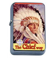 Train Santa Fe Native American Windproof Refillable Flip Top Oil Lighter with Tin Gift Box D-345