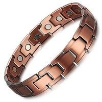 HiTreasure Double Strength Mens Pure Copper Magnetic Therapy Link Health Bracelet for Arthritis Pain Relief (Imported,3500 Gauss Each Link)