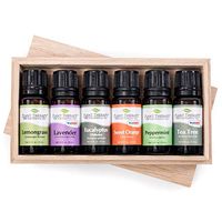 Plant Therapy Breathe Easy Essential Oil Set - Lavender, Eucalyptus, Peppermint, Lemongrass, Orange Sweet, Tea Tree, In A Wooden Box 100% Pure, Aromatherapy, Therapeutic Grade 10 mL (1/3 oz)