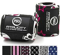 Fitplicity Premium Elastic Wrist Wraps (Pink Skulls)