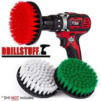 3 Piece Soft, Medium and Stiff Power Scrubbing Brush Drill Attachment for Cleaning Showers, Tubs, Bathrooms, Tile, Grout, Carpet, Tires, Boats by DrillStuff