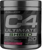 Cellucor C4 Ultimate Shred Pre Workout Powder, Fat Burner for Men & Women, Weight Loss Supplement with Ginger Root Extract, Midnight Cherry, 20 Servings