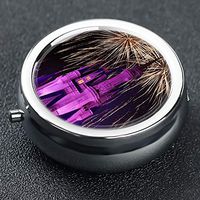 DISNEY COLLECTION Pill Box 3 Compartment Castle Cinderella Disneyland Fireworks Disneycastle Round Metal Silver Button Medicine Organizer Box Convenient Jewelry Box Vitamin Fish Oil Supplement Gift