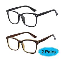 2 Pack Blue Light Blocking Glasses, Computer Reading Glasses Anti Eyestrain, Computer Blue-Light Blocking Glasses Nerd for Protecting Eyes with Cut UV400 Transparent Lens