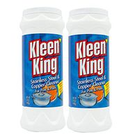 King Kleen Stainless Steel Cookware Cleaner and Copper Cleaner (14 oz, 2 Pack) Helps Remove Stains and Tarnish from Pots and Pans, Multi-Purpose Metal Cleaner, Powder Form