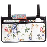 Wheelchair Side Bag - Arm Rest Pouch - Wheel Chair Accessories Organizers - Fits Walkers, Rollators, Scooters (Flower)