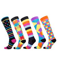 Compression Socks for Women Men, Athletic Football Medical Nurses Running Pregnant Stocking - Muscle Protection, Blood Circulation and Recovery Socks(20-30 mmHg) (ColorD-5 pairs, Large/X-Large)