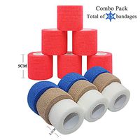 Vet Wrap Bulk Medical Tape Vet Tape 1 inch x 9 PCS White Skin Blue Cohesive Bandage 2 inch x 6 Pack Red Fabric Bandages Self Adhesive Tape Self Sticking Bandage Wrap Self Adhering Bandage Tape