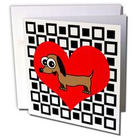 3dRose I Love Dogs - Dachshund - Greeting Cards, 6 x 6 inches, set of 12 (gc_6130_2)