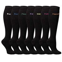 7 Pairs Compression Socks Women Men 20-30mmHg Graduated Knee High Stockings-S/M