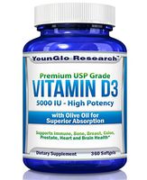 Vitamin D3 5000 IU - in Non GMO Olive Oil - Powerful Health Benefits - 360 Softgels (1 Pack)
