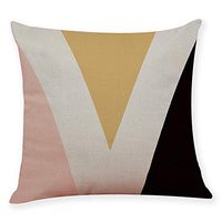 Pgojuni Cotton Linen Letter Printing Square Home Decorative Throw Pillow Case Sofa Waist Cushion Cover 1pc