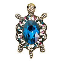 Animal Lover Turtles Brooch Pins Rhinestone Gemstone Jewelry Costume Pin Creation Beauty Cheap Style Womans Women Styling Elegant Prom Accessory | Color - Blue