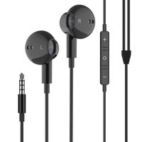 Wired Earbuds Latest Version Headphones by Noise Cancelling Stereo Heavy Bass Earphone With Microphone and Volume Control, Sports In Ear Earbud for iPhone Samsung Android phone White and Black (BLACK)