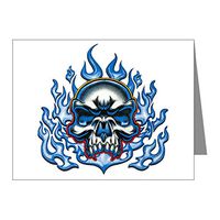Note Card Skull in Blue Flames