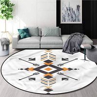 RUGSMAT Aztec Modern Washable Round Bath Mat,Abstract Hunting Equipment Design Non-Slip Fabric Round Rugs for Bedroom Diameter-24