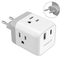 European Travel Plug Adapter, TESSAN US to Europe Plug Adapter with USB C PD Quick Charge Port, European Power Adaptor for US to EU Italy France Germany Iceland Spain (Type C)